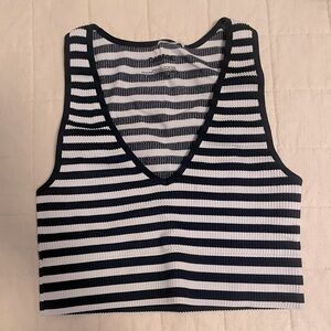Garage Navy/White v-neck top. Brand new but no tag.